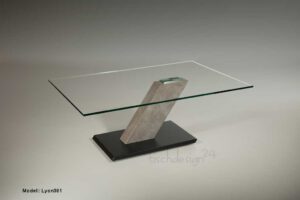 Glastisch Beton-Optik Rollen